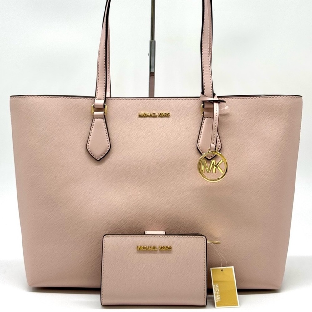 Michael Kors Sheila Large Logo Tote Bag & Matching Bifold Wallet Powder Blush